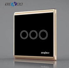 Cheap wholesale electronic touch screen smart home three open dual control switch panel K1pcs for Russia