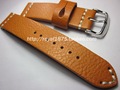 Yellow Brown Handmade leather strap 20mm yellow brown calfskin Watchband retro rough mad men s bracelet