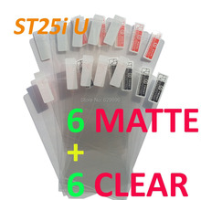 6pcs Clear 6pcs Matte protective film anti glare phone bags cases screen protector For SONY ST25i