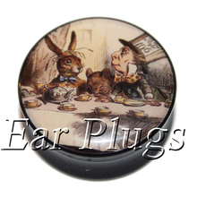 1 pair plugs acrylic piercing mad hat saddle ear plug gauges tunnel body piercing jewelry PSP0017