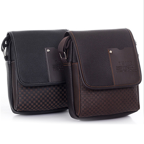 2015 Portable Men's Faux Leather Grid Cover Briefcase Crossbody Messenger Shoulder Bag  Hot 2015
