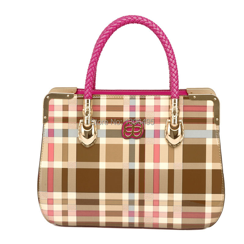 2013 summer fashion bags candy check japanned leather one shoulder handbag women's handbag