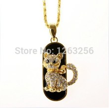 jewelry mini cat usb flash drive necklace 8gb 16gb 32gb pen drive pendrive crystal gift hard disk gadget usb memeory