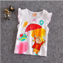 Free shipping hot sale summer bamboo fiber explosion girls cartoon T-shirt vest