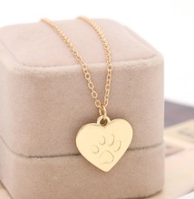 Valentine’s Day Gift God of love Heart Paw Claw of Dog Kitty Cat Pendant Necklace Gold Silver Lovers Jewelry Women