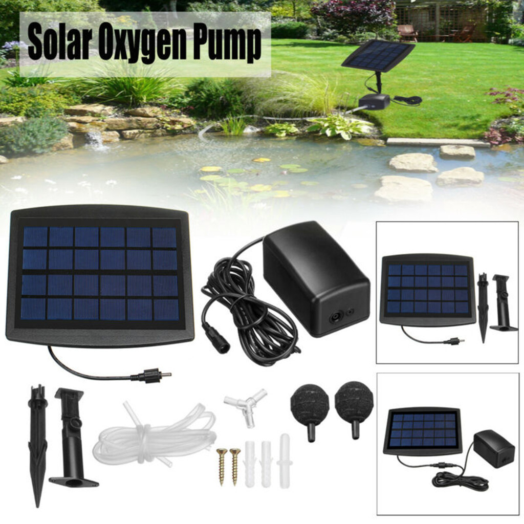 1.45W Solar Powered Panel Oxygen Oxygenator Air Pump Aerator Water Pond FishTank