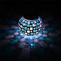 New Solar Powered Mosaic Glass Color Changing Rainbow LED Light Rechargeable Waterproof Night Light for Indoor