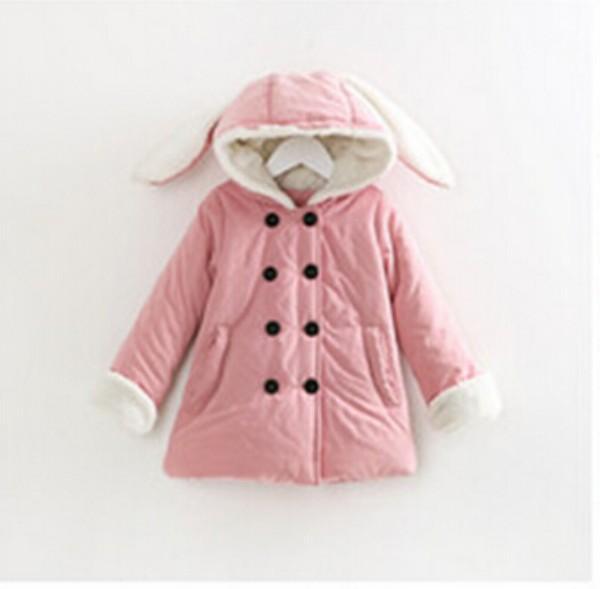 Hot Winter Children's Coat Baby girl Rabbit Outwear Girl's Plush Hoodies Coats Clothes Kids Clothing WD1305