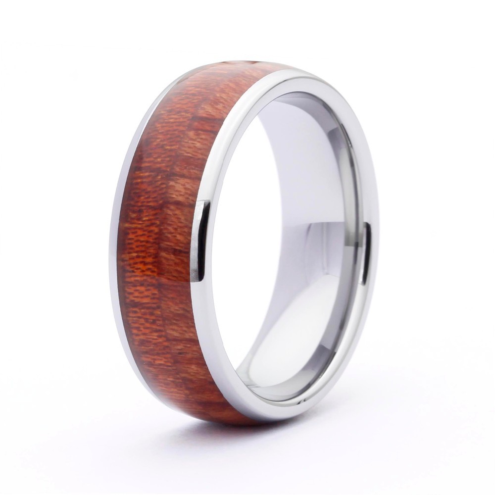 Wholesale Hawaiian Koa Wood Inlay Tungsten Ring Men