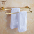62 Jade Series Golden Polish Copper With Jade Double Towel Bar Continental Bathroom Accessories Towel Rack