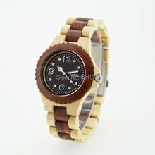 Sunray Dial moda masculina pulsera favorable al medio ambiente Natural de madera del reloj