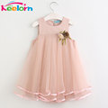 Keelorn Girls Dress 2017 Brand Princess Dresses Sleeveless Appliques Floral Design for Girls Clothes Party Dress
