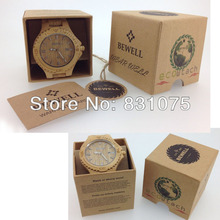 Vintage Style Women Men Watch Red Sandal Wood Wristwatch Japan Import Quartz Movement With Calendar Natural