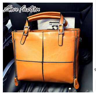 2015 European PU Leather Women s Handbag Patchwork Designer Brand High Quality Ladies Office Shoulder Bags