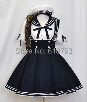 cosplay lolita customized costume lovely clothes school uniform navy sailor Dresses free shipping