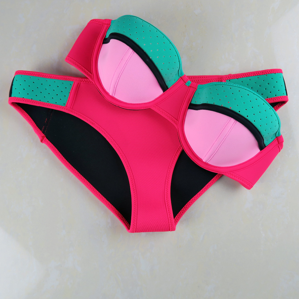 Summer 2016 Women Noepnrene Bikini Sexy Swimwear Neoprene Bikini Set Swimsuit Biquini Padded Bar Bath Suit Beach Push UP - TA009 Summer 2016 Women Noepnrene Bikini Sexy Swimwear Neoprene Bikini Set Swimsuit Biquini Padded Bar Bath Suit Beach Push UP - TA009