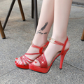 2017 summer elegant Sexy Women High Heel sandals woman thin heel ankle wrap Shoes Open Toe