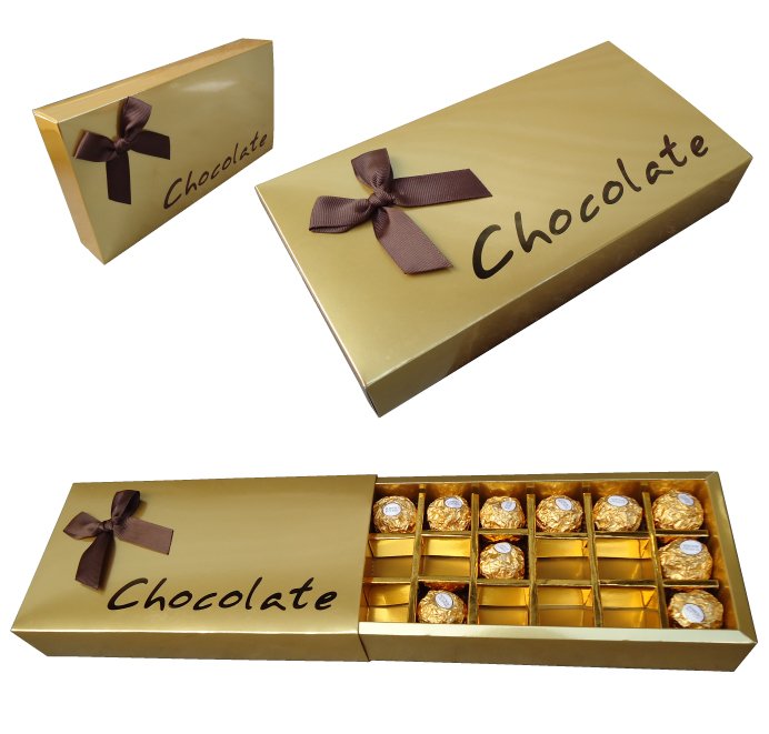 Wholesale chocolate box / gift box / rectangle logo golden 23 12 4CMin Packaging Boxes from
