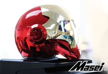 Masei bike scooter moto electroplate Red golden iron man font b helmet b font motorcycle font