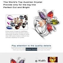 Platinum Plating Genuine Austrian Crystals SWA Elements Flower Rings For Women 20 25mm Ri HQ0286