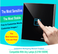 New Design 1 gang 2 way Black touch light wall switch Free Customize Crystal Glass touch