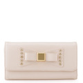 Famous Brand New Fashion Classy Bowknot Plain Purse Women Trendy Rivet Metal Ornament Flap Wallet Ladies