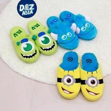 Millffy winter quarter university of cute cartoon monsters minion plush slippers minion slipper women home skid cotton slippers