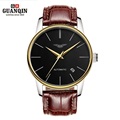 Luxury Watch Men Brand GUANQIN Ultra thin Mechanical Automatic Watch Mens Watches Leather Watchbands reloj hombre
