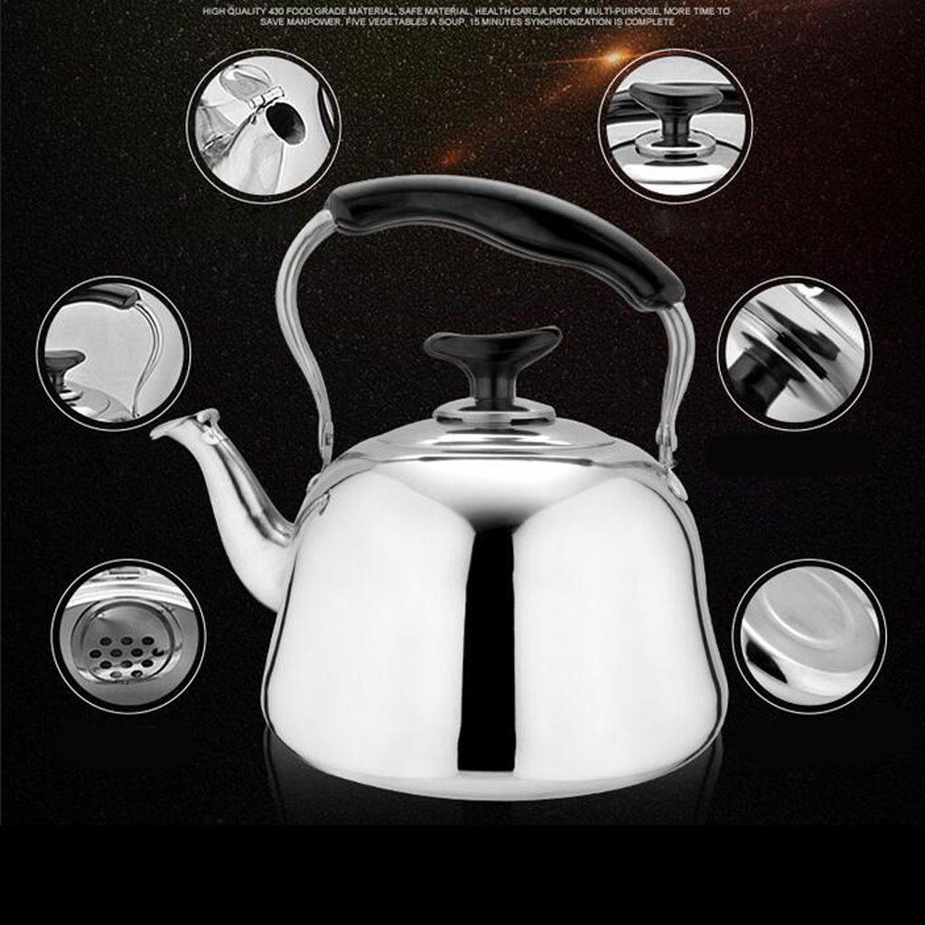 Stainless Steel Whistling Kettle Gas & Electric Hobs Fast Boil Teapot