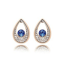 1.49 Ct Round Natural London Blue Topaz 925 Sterling Silver Stud Earrings with Jackets 2016 Fashion Jewelry