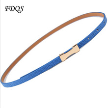 Promotion 2014 Fashion High Quality Metal Buckle Thin Pigskin Leather Women s Belt Female Straps Ladies