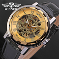 winner watch mechanical watch for men black leather band free shipping WRG8008M3T1