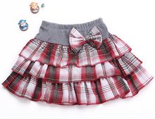 New 2015 Girl cotton plaid Skirt children 2 8Y 11 colors Children Bow Casual Mini Lovely