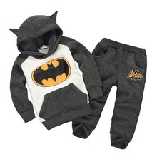 2015 new autumn winter boy thermal batman Children Tracksuit kids clothing boys and girls hoodie and coat+trousers free shipping