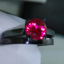 SZ 56 7 8 9 10 Jewelry Luxury 10kt black gold filled Simulated Diamond Ruby Gem