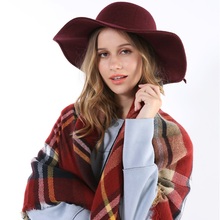 High Quality Top Fashion Sale Scottish Paid Scarf Cape Tartan For Ladies Thick Warm Dark Red Square Women Winter Luxury Poncho