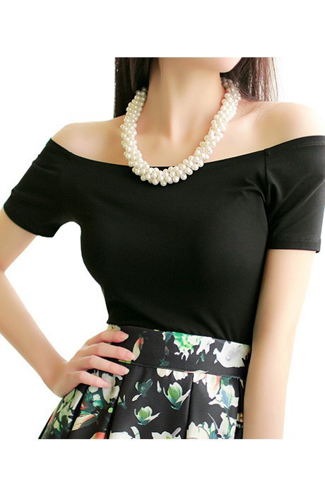 New-2015-Summer-Fashion-Sexy-Off-The-Shoulder-Tops-For-Women-Casual-Short-Sleeve-Cotton-T