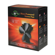 Liank SF-114 Eco-friendly Aluminum Alloy Heat Powered Stove Fan with 4 Blades for Wood / Gas / Pellet Stoves Black