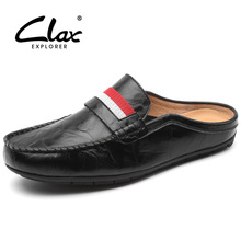 Half Slipper men 2016 summer New British Fashion Man Leather shoes flat loafers casual leather Sandals genuine leather