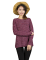 Spring Autumn Women Mixed Color Wool Plus Size Oversized Loose Knitted Pullover Jumper Sweater O Neck