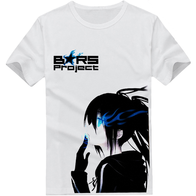 Аниме Black Rock Shooter Одежда-Х КОМН Костюм Белая Футболка S, M, L, XL, XXL