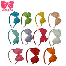 11COLORS Lovely Girls Hairband Solid Ribbon Hairbow Hair Bands For Baby Ribbon Band Kids Hair Accessories 3PCS/lot CNHB-1307282