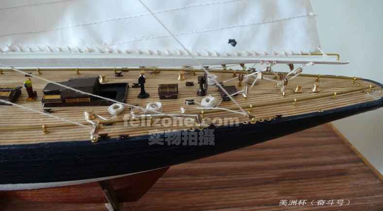 America's Cup Endeavor 19" Handmade Wooden Sailboat Model 