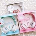 2016 Hello kitty Headphone with Mic for Iphone 5 5s 6 6plus cute music stereo kids