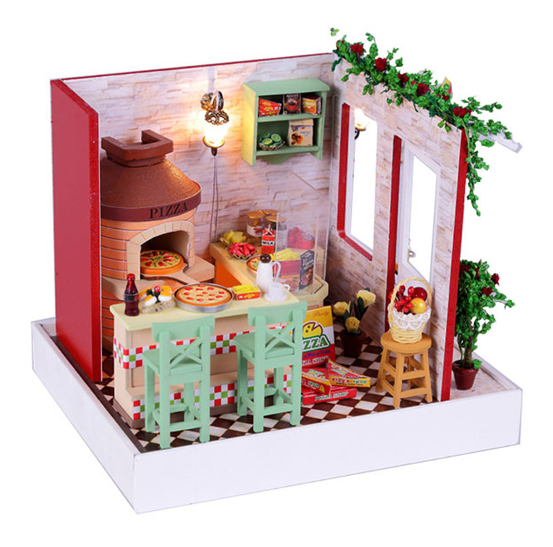 Wooden Miniature Doll House Furniture Diy  Dolls Toy  Miniatura Puzzle Model  Dollhouse Creative toys for girls Birthday Gift