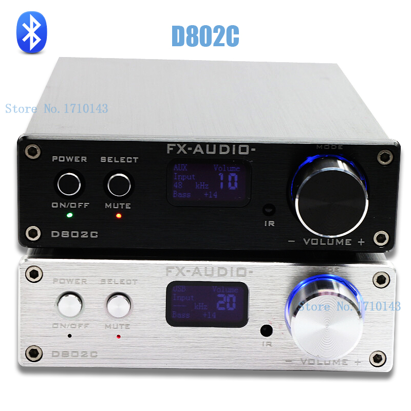 FX Audio D802C Wireless Bluetooth Version Input USB AUX Optical Coaxial Pure Digital Audio Amplifier 24Bit