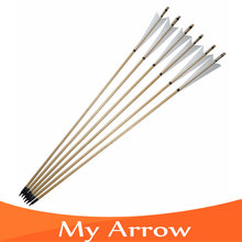 Archery Longbow 80cm Traditional Wooden Arrow White Turkey Feather European Arrow Broadhead For Recurve Bow Archery