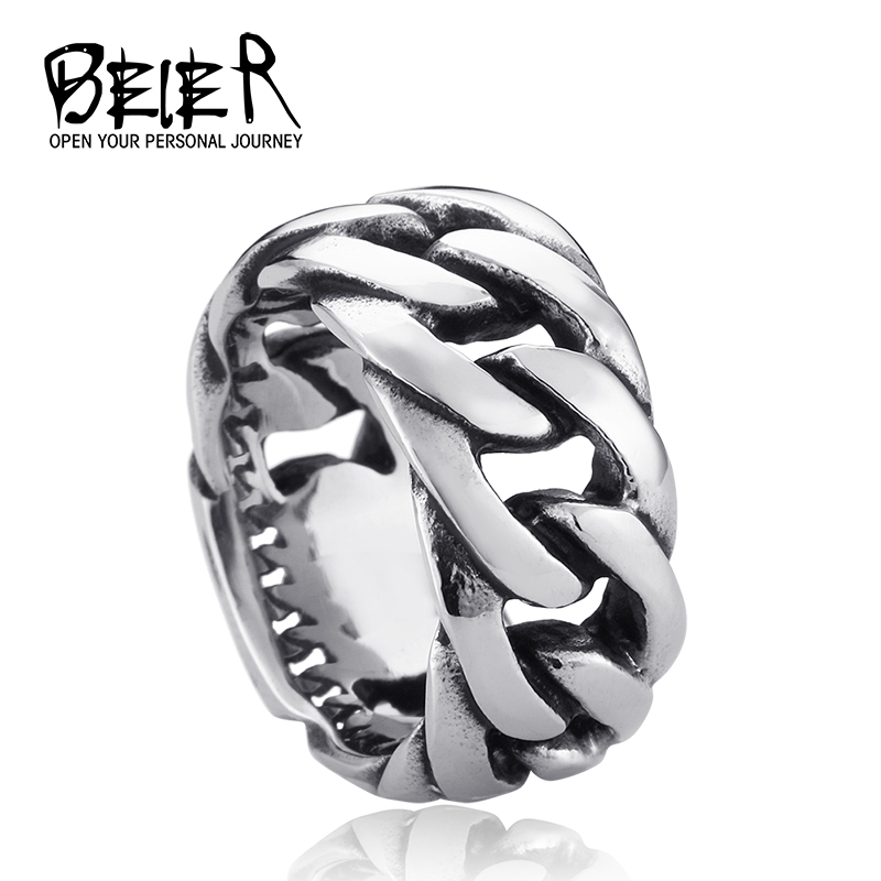 Gothic Personality Chain Ring Man Goth 316L Stainelss Steel Fashion 2015 Men s Accessories BR2019 US