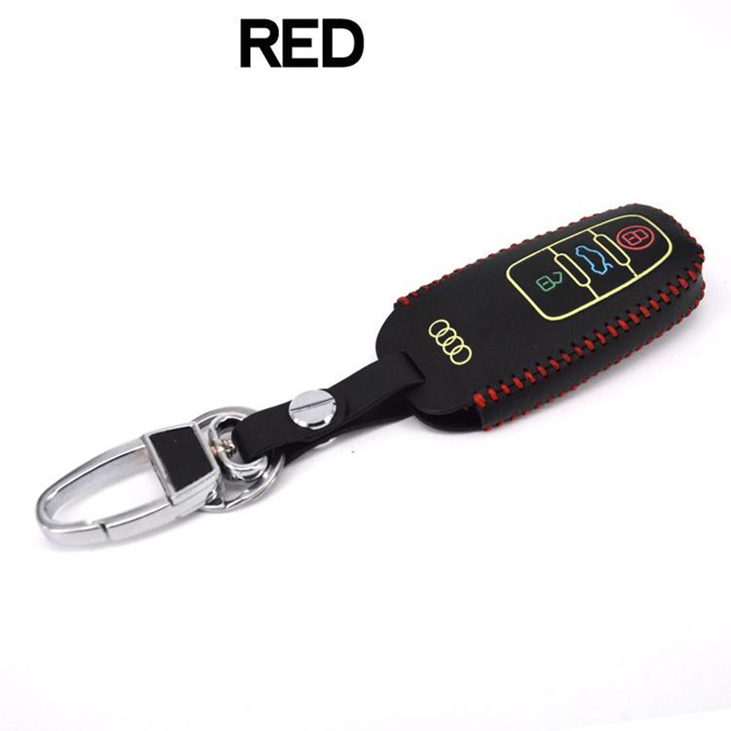 Car key bag dedicated to leather luminous key sets of new car for Audi Red