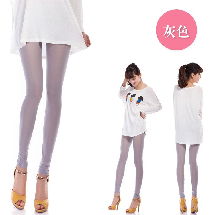 Manocean korean style Candy colors cotton thin middle waist soft solid translucent nine cents women leggings 102811 (9)